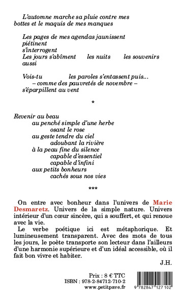 Les nouvelles lettres-poèmes de Marie - Photo 4eme_couverture_les_nouvelles_lettres-poemes_de_marie_de_marie_desmarets_aux_editions_du_petit_pave.jpg