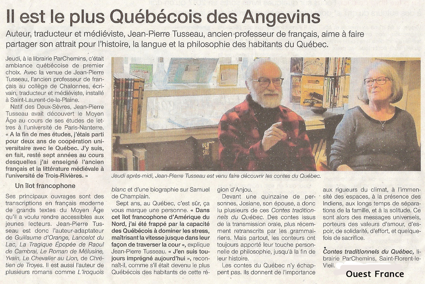 Le plus Qu�b�cois des Angevins - un article de Ouest France - Photo web-tusseau-numerisation_20.jpg